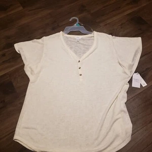Camicia blusa donna Time&Tru Off White nuova con etichetta taglia XL (16-18) - Foto 1 di 6