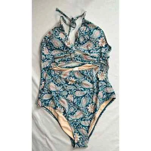 Cupshe One Piece Swimsuit Large Floral Cutouts NWT - Picture 1 of 8