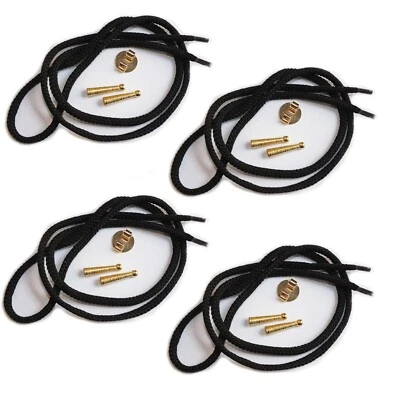 Bolo Tie Parts Kit Round Slide Textured Tips Black Cord Gold tone Pk/4 - Image 1 of 4