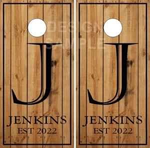Familienname Holz Planken Cornhole Verpackung Tasche werfen Haut Aufkleber Sticker Wraps - Bild 1 von 1