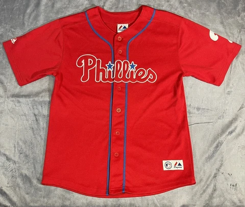 Majestic Cliff Lee Phiadelphia Phillies Red Youth Jersey. Size Large Cover