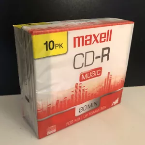 Maxell 32x Music CD-R Media 700MB 10 Pack New and Sealed - Picture 1 of 4