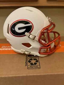 Georgia Bulldogs Mini Football Helmet Matte White Red CHROME Facemask & Decals - Picture 1 of 4