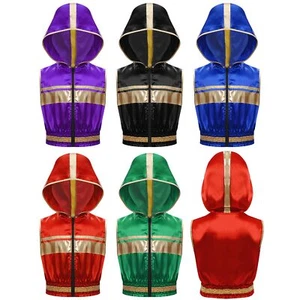 Kids Boys T-Shirt Performance Waistcoat Metallic Trim Vest Boxing Hoodie Zipper - Picture 1 of 30