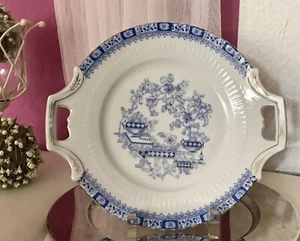 Antik Art Déco Porzellan Kuchenplatte Kuchenteller China Blau - Bild 1 von 20