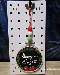 Farmhouse Handmade Fabric Holiday Merry & Bright Christmas Ornaments - Picture 1 of 2
