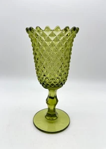Vtg Sawtooth Moss Green Diamond Point Celery Vase by Westmoreland Glass 9.25" - Picture 1 of 6