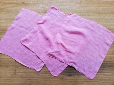 Set of 3 Vintage Hankerchief / Hankies Bubble Gum Pink 100% Cotton Gorgeous! - Image 1 of 4