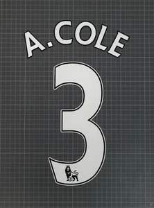 ASHLEY COLE #3 2007-2013 Player Size Premier League White Nameset Lextra - Picture 1 of 1