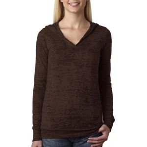 Women's Lightweight Burnout Hoodie Next Level Chic Soft Fabric Chocolate S-2XL - Picture 1 of 4