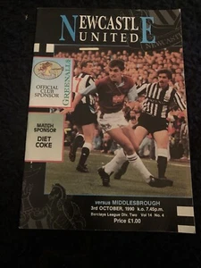1990 Newcastle United V Middlesbrough Football Programme - Picture 1 of 2