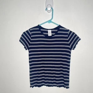 Melrose & Market Ribbed Knit Top Girls Size Large 10-12 Blue Short Sleeve Shirt - Picture 1 of 4