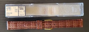 Vintage NOS Hadley Roma 16mm Brown Heavily Textured Leather Watch Band - Picture 1 of 7
