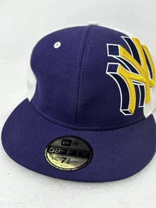 New York Yankees Fitted Hat New Era 59Fifty Purple/Yellow 7-3/8 - Picture 1 of 6