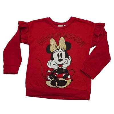 Disney Junior Minnie Mouse Rojo Manga Volantes Gráfico Pullover Sudadera Foto 1 de 4