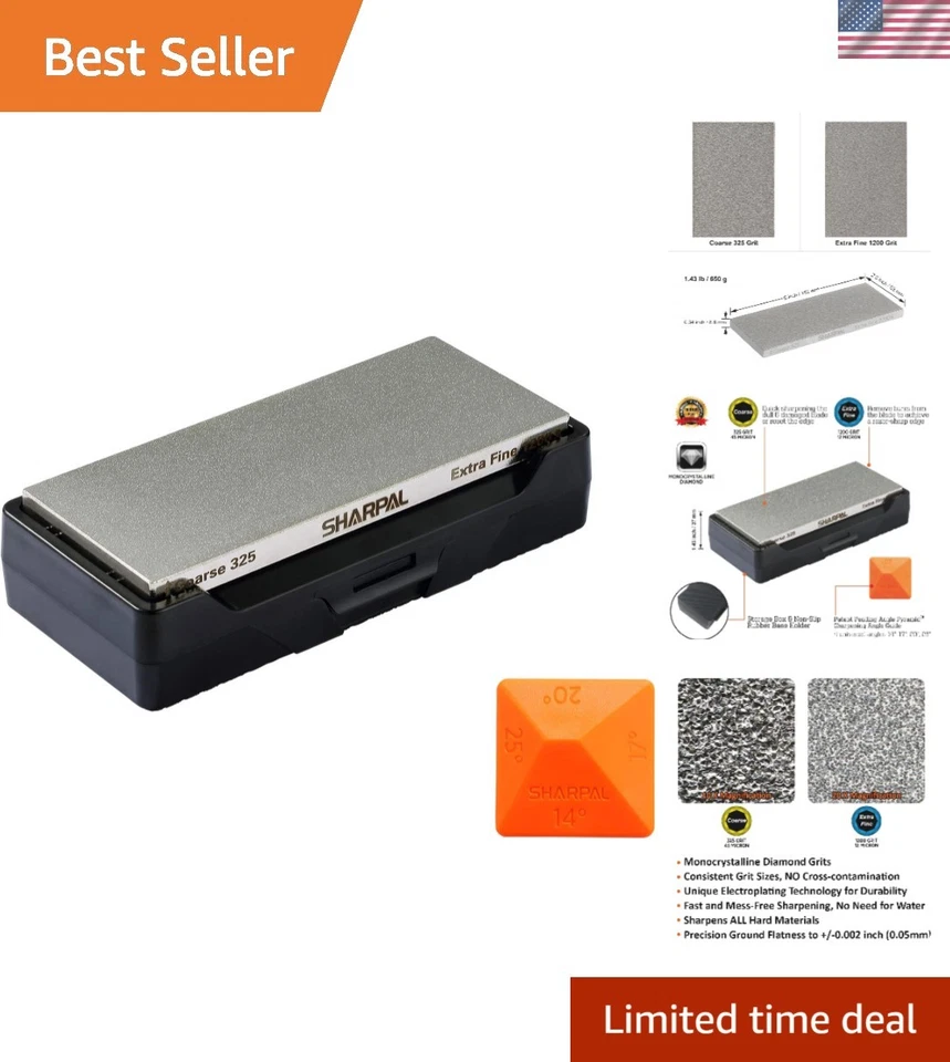 Piedra de afilar de diamante de doble cara con guía de ángulo y base antideslizante de 6 pulgadas Foto 1 de 4