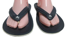 Crocs Crocband Thong Style Flip Flop Sandals Navy Blue w/White Unisex M6/W8 EUC - Picture 1 of 8