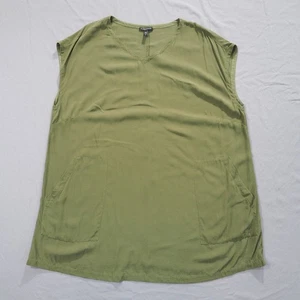 Eileen Fisher Kleid Damen 2x olivgrün Seide Tank Tunika Taschen Lagenlook - Bild 1 von 9