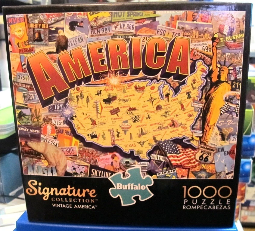 Quebra-cabeça Buffalo "Vintage America" ~ 1000 peças ~ 26,75" x 19,75" novo - Imagem 1 de 1