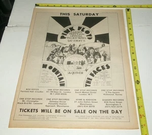 PINK FLOYD Vintage UK Concert AD Advert 1971 Crystal Palace Waters Prog Rock - Picture 1 of 1