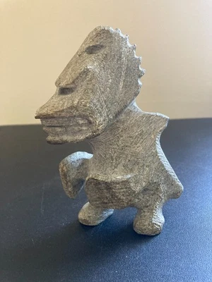 ANCIENT HAND CARVED STONE GRANITE IDOL STATUE FIGURINE 5" - Image 1 of 4