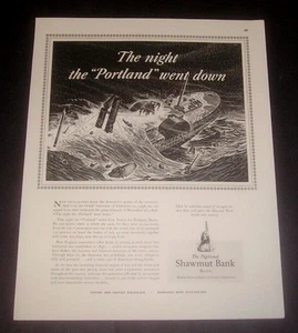 1944 Shawmut Bank of Boston Ad, The Night the Portland Went Down, 1898 Shipwreck - Picture 1 of 2