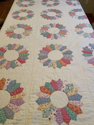 Винтажный ручной работы Дрезден пластина лоскутное одеяло мешок ткани муслин подкладка двойной 70 x 80 - Изображение 1 из 4