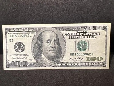 Series 2006 ~ US One Hundred Dollar Bill $100 ~ New York ~ HB 29119842 L - Image 1 of 4