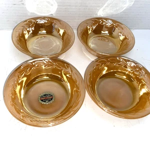 Lot de 4 feuilles de laurier vintage Anchor Hocking Fire King Peach Lustre étiquette d'origine - Photo 1/19