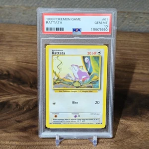 1999 POKEMON SET UNLIMITED #61/102 COMMON RATTATA PSA 10 GEM MINT - Picture 1 of 2