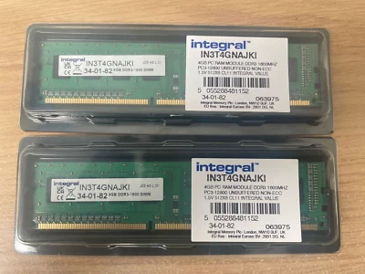 Integral RAM 4GB DDR3-1600 DIMM RAM PC MEMORY GREEN RAM RAM RAM RAM 2 x 4GB - Image 1 of 2