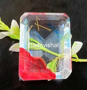 Limited Stone Rutilated Quartz Certified 171 Ct Emerald Cut Bi-Color Gems 4JUI - Picture 1 of 9