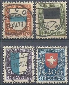 1922 SVIZZERA USATO PRO JUVENTUTE STEMMI CANTONALI E NAZIONALE - SZ137 - Picture 1 of 1