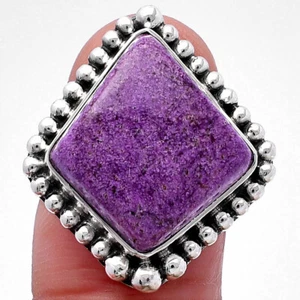 Natural Purpurite - South Africa 925 Sterling Silver Ring s.9 Jewelry R-1154 - Picture 1 of 5