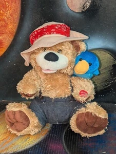 Animated 12" PBC Stuffed Country Teddy Bear Chantilly Lane Blue Bird Not Working - Picture 1 of 24