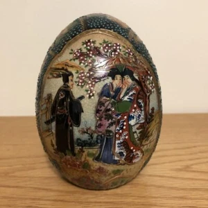 De colección 4 1/2" Japonés Real Satsuma Huevo Geisha Pintada a Mano Porcelana - Imagen 1 de 5