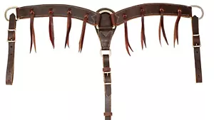 2" Chocolate Harness Leather Horse Breast Collar w/ Latigo Strings Free Ship - Picture 1 of 1