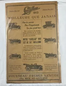 Canadese 1913 Cadillac giornale auto d'epoca pubblicità The Devoir Montreal 16"x25" - Foto 1 di 4