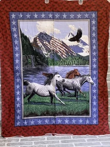 Horse Fabric Material 34 1/2 In Wide 43 In Tall Preowned - Picture 1 of 1