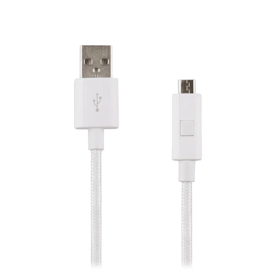 Verizon Braided White micro-USB Charge Data Cable w/LED for Samsung GalaxyS7/S6 - Image 1 of 4