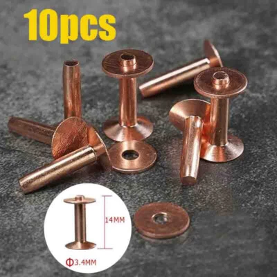 10x Solid Copper Rivets Burrs Fasteners Permanent Leather Saddlery Tack Repair#s - Image 1 of 4