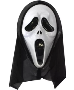 Kunststoff Schrei Geist Gesichtsmaske mit Kapuze Halloween Horror Kostüm Killer - Bild 1 von 1