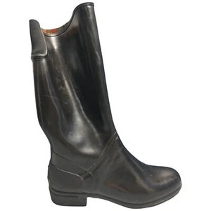 Sports Long Duck Boots Womens Size 9 Black Rubber Waterproof Block Heel Pull On - Picture 1 of 17