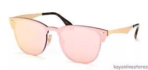 Ray Ban Blaze Clubmaster Gold 3576N 043/E4 Pink Mirror Lenses Unisex 47mm New - Picture 1 of 4