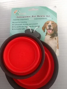 GREEN Large And Small Light Weight Durable And Collapsible Pet Bowl Set (APET-1) - Picture 1 of 2