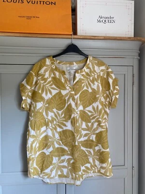 Блузка с коротким рукавом NICOLE FAHRI из чистого льна размер L 14 горчичная охра туника - Изображение 1 из 4