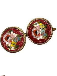 Orecchini vintage italiani micro mosaico floreale fondello a vite - firmati FAP Italy - Foto 1 di 8
