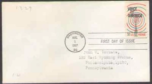 US. 1329. 5c. Radio Transmission Tower & Waves, Voice of America. FDC. 1967 - Picture 1 of 1