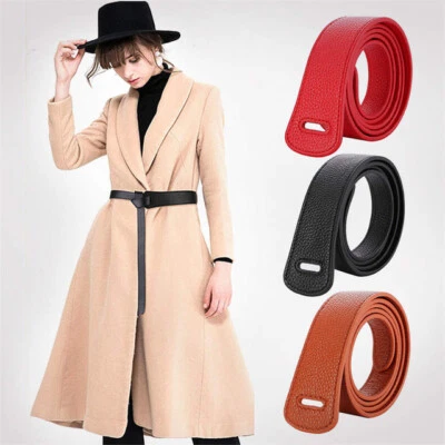 Women Genuine Leather Belt Wrap Around Self Tie Sash Obi Waist Cinch Dress Decor - Image 1 of 4