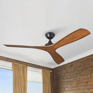 New 52-in Walnut 3-Blades Wood Ceiling Fan with Remote Control - Picture 1 of 15